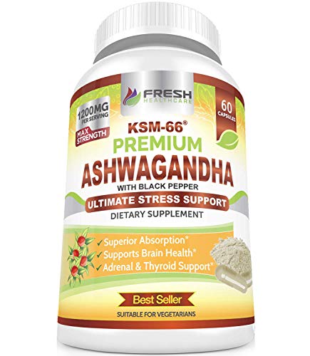 FRESH HEALTHCARE Ashwagandha Capsules KSM 66-1200mg Pure and Potent