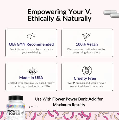 Flower Power 'Divine Vagine' Blend - 30 ct for Balance Urinary Tract Infection, V Health Support for Women Flower Power