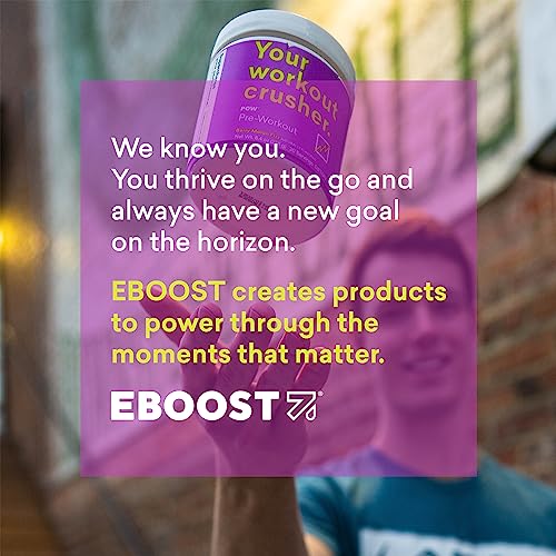 EBOOST POW Natural Pre Workout Powder - 20 Servings - Berry Melon Fizz - Pre Workout