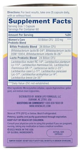 RENEW LIFE Ultimate Flora Vaginal Probiotic 50 Billion, 60 CT Renew Life