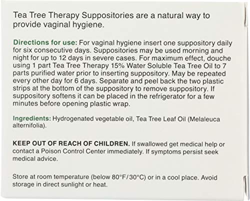Tea Tree Therapy Vaginal Suppositories with Oil, 6 Count, White Tea Tree Therapy