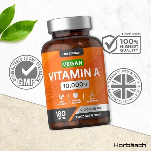 Vitamin A Tablets 10000iu | 180 Count | High Strength Vitamin A as Retinol Acetate