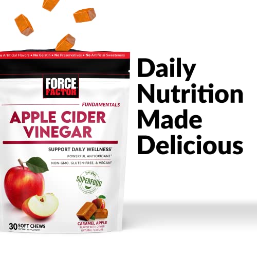 Force Factor Organic Apple Cider Vinegar Soft Chews for Digestion and Metabolism Support