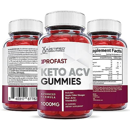 Justified Laboratories ProFast Keto ACV Gummies 1000MG Pro Fast Vegan Non GMO