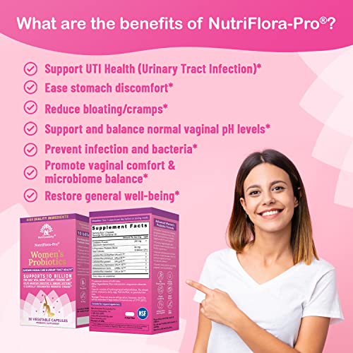NutriCelebrity NutriFlora-Pro Probiotics for Women - Support Vaginal, Urinary Health (UTI) Nutricelebrity