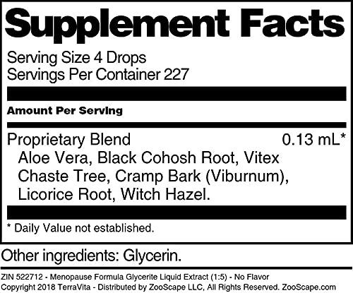 Terravita Menopause Formula Glycerite Liquid Extract (1:5) - No Flavor (1 oz, ZIN: 522712) - 3 Pack Terravita