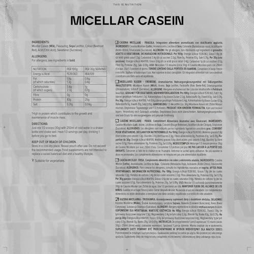 Bulk Micellar Casein Protein Powder, Protein Shake, Strawberry, 500 g, Packaging May Vary Bulk