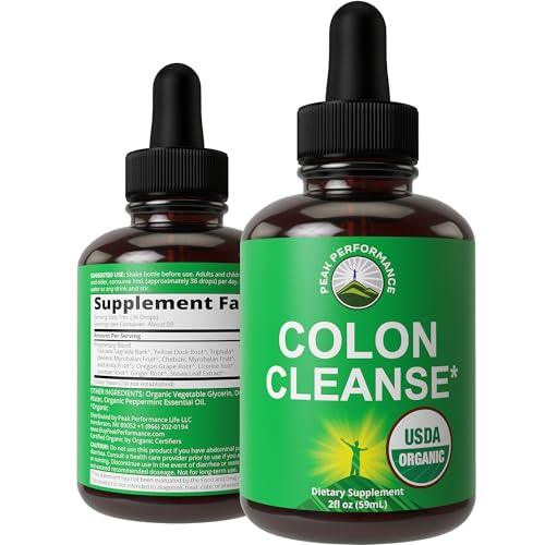 USDA Organic Colon Cleanse Liquid Drops. Vegan, Kosher Colon Cleanser & Detox Supplement