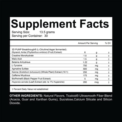 Hyfuel Nutrition Zeus Pump Pre Workout - Pump Focus Energy Power - 3D Pump Breakthrough