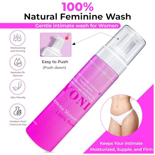 Vroyale Beauty 100% Natural Feminine Wash - 250 ml pH-Balanced Yoni Femme Mousse Vroyale Beauty