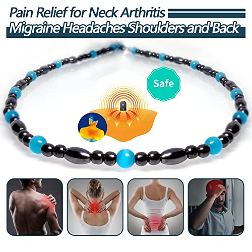 Magnetic Therapy Necklace Hematite Necklace Black Obsidian Aquamarine Magnetic Necklace Hion
