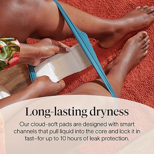 Cora Organic Cotton Topsheet Maxi Pads | Ultra Thin Period Pads with Wings | Maxi Overnight Cora