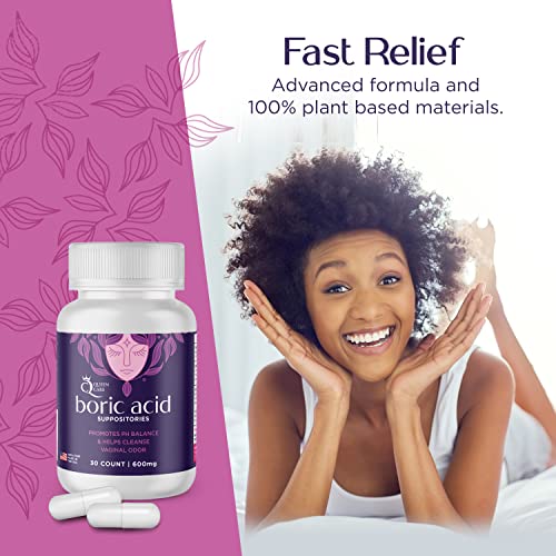 Queen Care - Boric Acid Suppositories, Boric Acid Suppositories for Feminine Care, Safe & All-Natural pH Queen Care