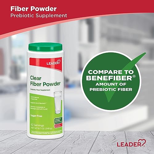 Leader Prebiotic Fiber Supplement Powder for Digestive Health, 100% Natural Daily Fiber