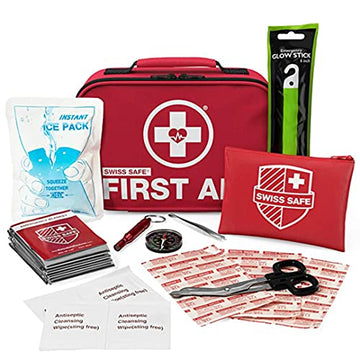 Swiss Safe 2-in-1 First Aid Kit (120 Piece) + Bonus 32-Piece Mini Kit Swiss Safe