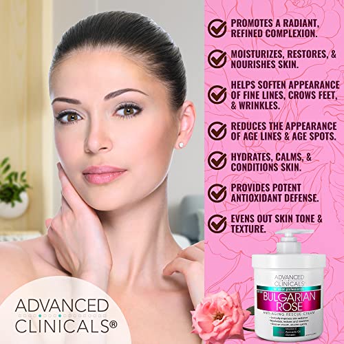 Advanced Clinicals Bulgarian Rose Anti Aging Vitamin E Moisturizer Body Lotion & Face Advanced Clinicals