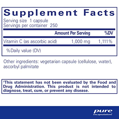 Pure Encapsulations Ascorbic Acid Capsules | Vitamin C Supplement