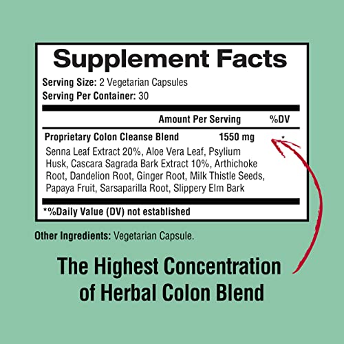 Happi Mi Nutrition Colon Cleanse, Colon Detox, All Natural Herbal Formula, Support Healthy