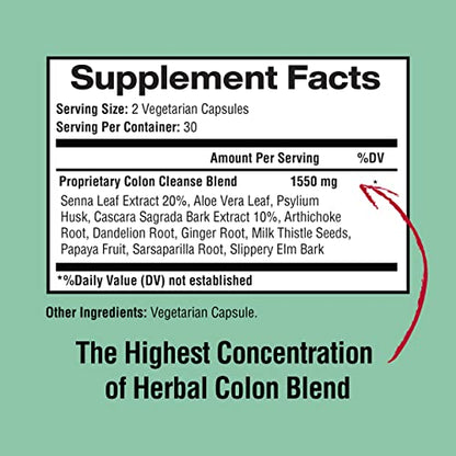 Happi Mi Nutrition Colon Cleanse, Colon Detox, All Natural Herbal Formula, Support Healthy