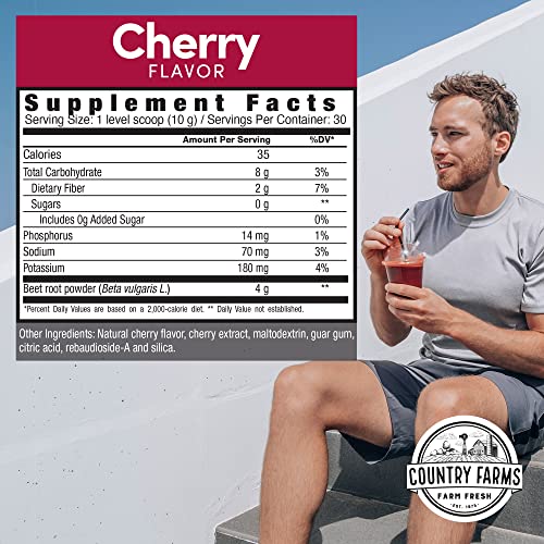 COUNTRY FARMS Bountiful Beets Powder, Wholefood Beet Extract Superfood, Natural Nitric Oxide Booster, Helps Support Healthy Circulation and Promote Energy, Natural Pump, Cherry Flavor, 60 Servings