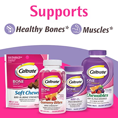 Caltrate 600 Plus D3 Calcium and Vitamin D Supplement Tablets, Bone Health Supplements