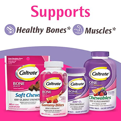 Caltrate 600 Plus D3 Calcium and Vitamin D Supplement Tablets, Bone Health Supplements