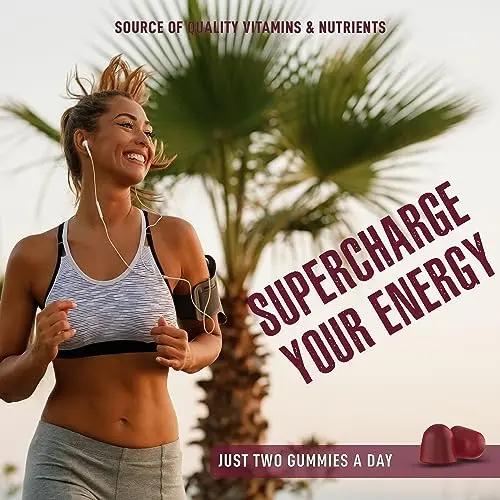 Beet Root Gummies with CoQ10, Energy, and Circulation Support, Pre Workout Nitric Oxide MDA Supplements