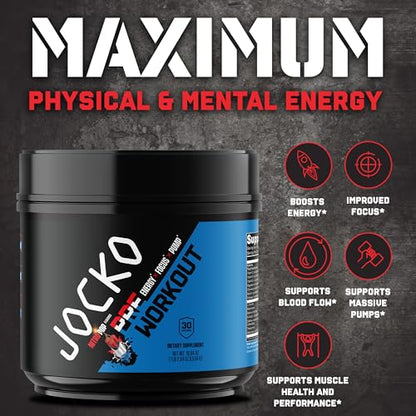 JOCKO FUEL Ultimate Pre Workout Powder - Pre-Workout Energy Powder Drink for Men