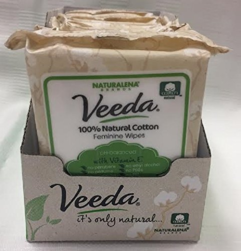 Veeda 100% Natural Cotton PH Balanced Hypoallergenic Feminine Wet Wipes, Safe Cleansing Cloths