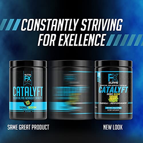 FX Supps Catalyft Pre-Workout Powder Drink for Men & Women, Sonic Boom | Dietary Supplement Mix with Creatine, Caffeine & Beta-Alanine | for Energy Pump, Muscle Gain & Focus, 40 Servings (2 Pack)