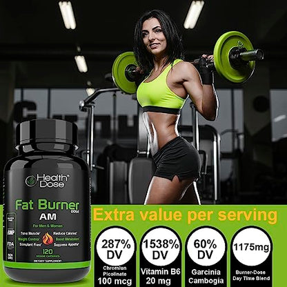 Health Dose Fat Burner AM. Weight Control & Metabolism Boost. For Active Lifestyles.