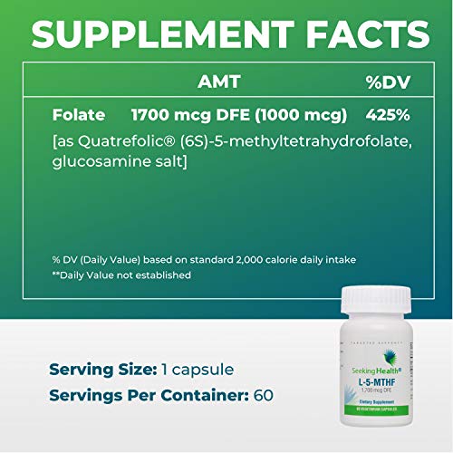 Seeking Health L-5-MTHF, Supports Healthy Methylation, Easily Absorbed Methyl Folate Supplement Seeking Health