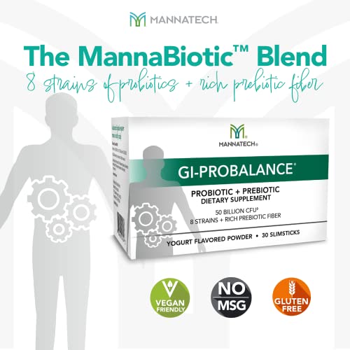 Mannatech Prebiotics and Probiotics, 30 Slimsticks, Yogurt Flavor, GI-ProBalance w/MannaBiotic Blend Mannatech