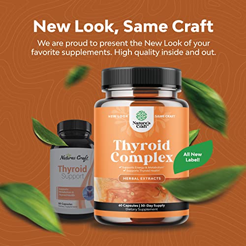 Thyroid Support Natural Complex Supplement Capsules with Vitamin B-12