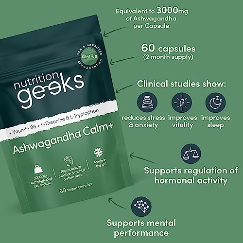 Ashwagandha KSM 66 Complex - 3000mg Enhanced with Amino Acids & Vitamin B6 Nutrition Geeks
