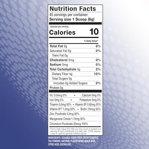 FIBER UP, Delicious Prebiotic Soluble Fiber Supplement, Very Berry Tea, 45 Servings.
