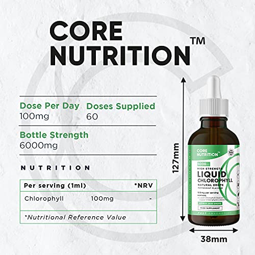 Core Nutrition Liquid Chlorophyll Drops for Water - 2 Fl. Oz for 60 Servings - 2 Month Supply Core Nutrition