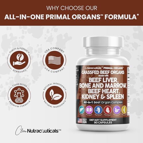 Grass Fed Beef Liver Capsules 3000mg - Premium Quality Beef Organs