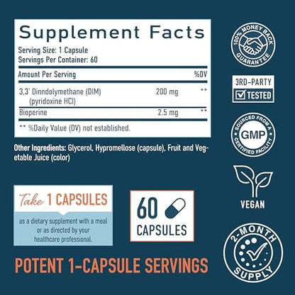 DIM Supplement 200 mg | Delayed-Release Microbeadlets | Hormone Balance for Women & Men