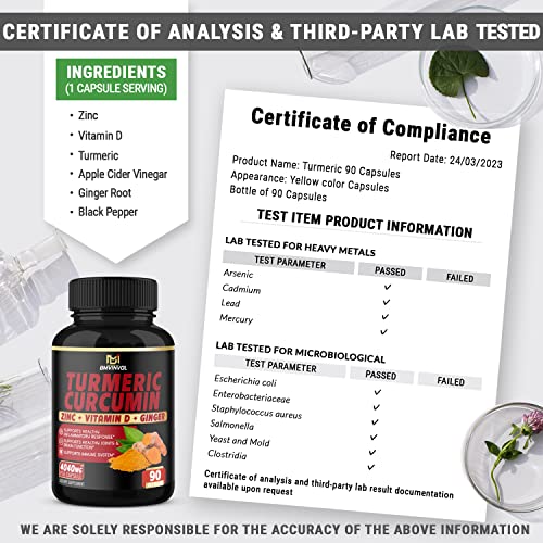 BMVINVOL Turmeric Curcumin Supplement 4040 mg - 95% Curcuminoids with Ginger BMVINVOL