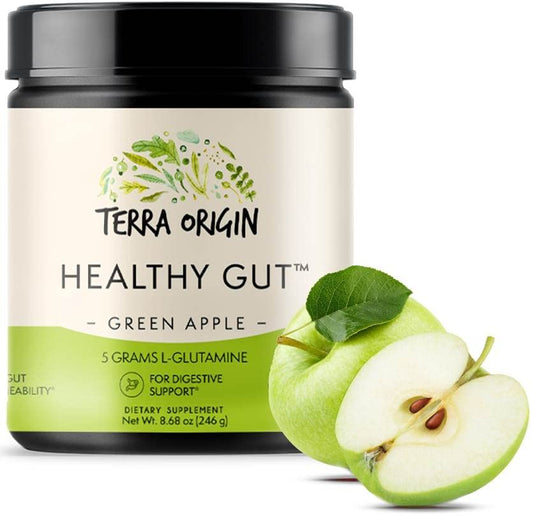 Healthy Gut Green Apple | 30-Servings with L-Glutamine, Zinc, Glucosamine, Slippery