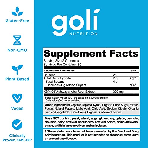 Goli Ashwagandha & Vitamin D Gummy 120 Count - Relax. Restore. Unwind