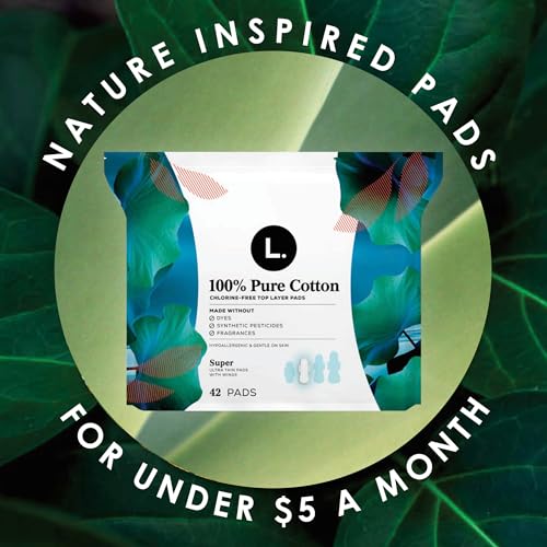 L. Pure Cotton Topsheet Pads for Women, Regular Absorbency, Ultra Thin Pads with Wings L.