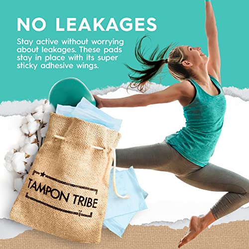 Tampon Tribe - Organic Cotton Pads with Wings for Women, Chemical-Free Breathable Sanitary Pads Tampon Tribe