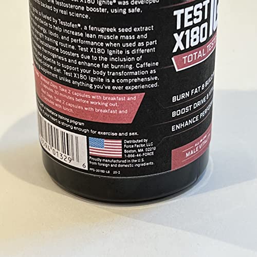 FORCE FACTOR Test X180 Ignite Testosterone Booster for Men, Testosterone Support Force Factor