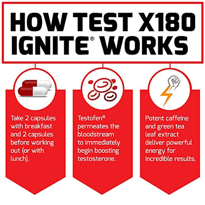 FORCE FACTOR Test X180 Ignite Testosterone Booster for Men, Testosterone Support