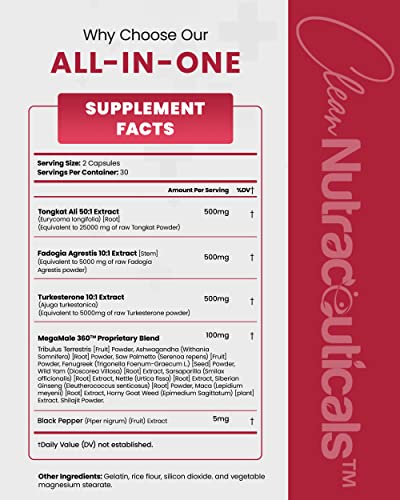 Fadogia Agrestis 5000mg Tongkat Ali 25000mg Turkesterone 5000mg