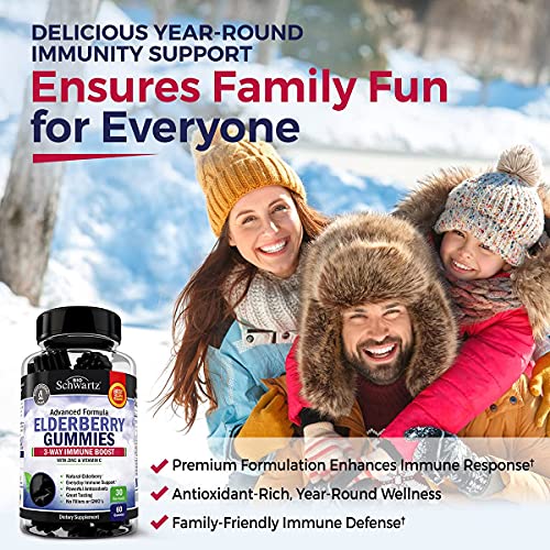 Elderberry Gummies with Zinc and Vitamin C for Adults & Kids - Natural Immune Support