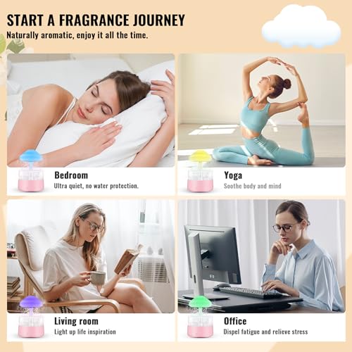 Rain Cloud Humidifier Water Drip with 5 Essential Oils, Cloud Diffuser with 7 Changing Colors Night Lights EvCZen