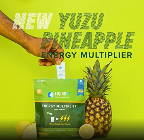 Liquid I.V. Energy Multiplier Yuzu Pineapple, 24 Individual Serving Stick Packs